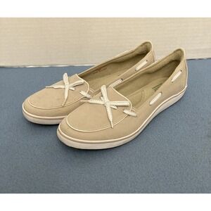 Grasshoppers Windam Women's Beige Ortholite Canvas Casual Boat Shoe - SZ 9.5N